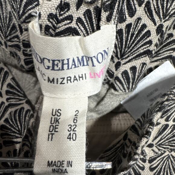 Isaac Mizrahi Bridgehampton Linen Blend Pants Fringe Hem Brown Black Sz 2 Boho - Picture 3 of 13